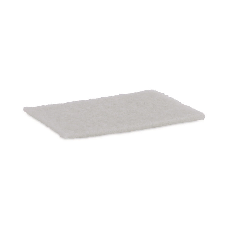 Light-Duty Scouring Pad, 6 x 9, White, 20/Carton