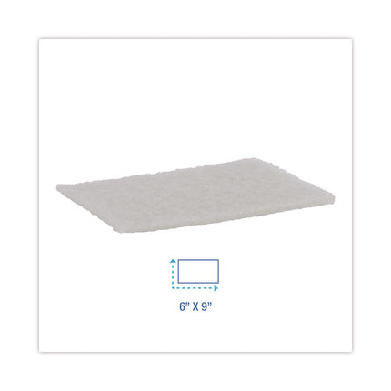 Light-Duty Scouring Pad, 6 x 9, White, 20/Carton