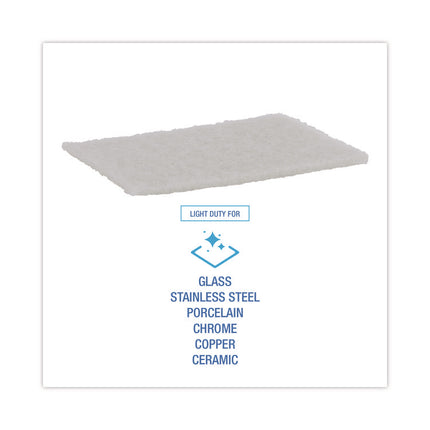 Light-Duty Scouring Pad, 6 x 9, White, 20/Carton