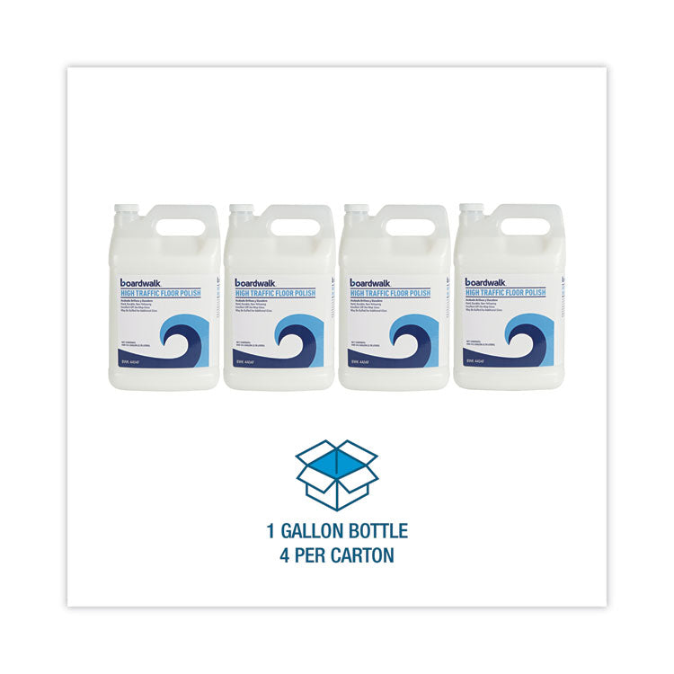 High Traffic Floor Polish, Apply 3 to 5 Coats per Application, Unscented, 1 gal Bottle, 4/Carton