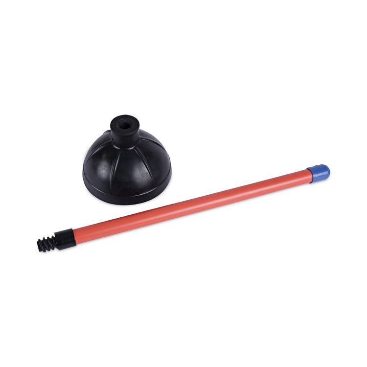 Toilet Plunger, 18" Plastic Handle, 5.63" Dia, Red/black