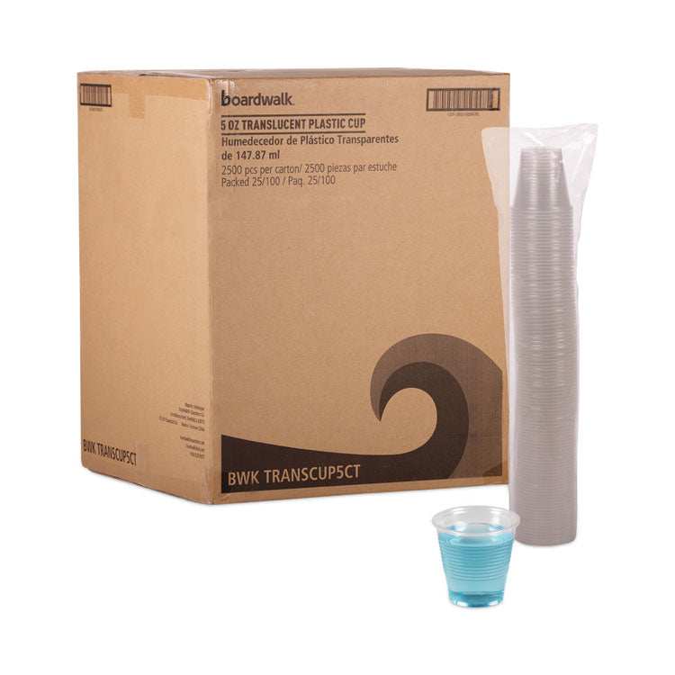 Translucent Plastic Cold Cups, 5 oz, 100/Sleeve, 25 Sleeves/Carton