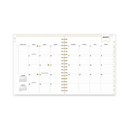 Day Designer Daily/Monthly Frosted Planner, Rugby Stripe Artwork, 10 x 8, Black/White Cover, 12-Month (July-June): 2024-2025