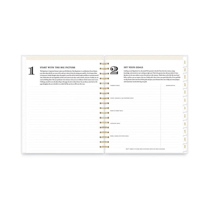 Day Designer Daily/Monthly Frosted Planner, Rugby Stripe Artwork, 10 x 8, Black/White Cover, 12-Month (July-June): 2024-2025