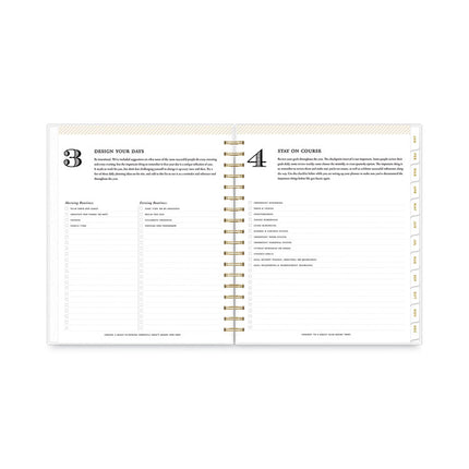 Day Designer Daily/Monthly Frosted Planner, Rugby Stripe Artwork, 10 x 8, Black/White Cover, 12-Month (July-June): 2024-2025