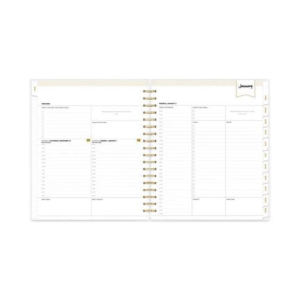 Day Designer Daily/Monthly Frosted Planner, Rugby Stripe Artwork, 10 x 8, Black/White Cover, 12-Month (July-June): 2024-2025
