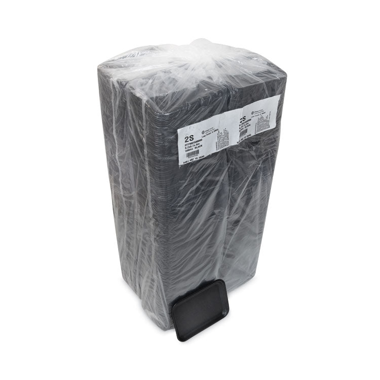 Supermarket Tray, #2S, 8.2 x 5.7 x 0.65, Black, Foam, 500/Carton