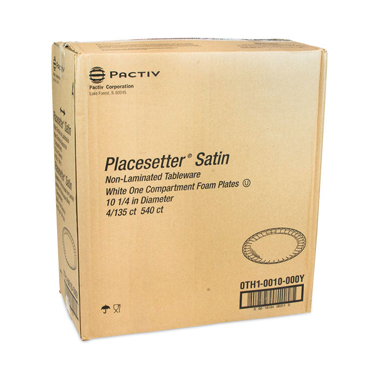 Placesetter Satin Non-Laminated Foam Dinnerware, Plate, 10.25" dia, White, 540/Carton