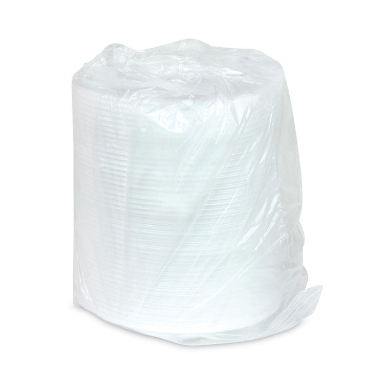 Placesetter Satin Non-Laminated Foam Dinnerware, 3-Compartment Plate, 10.25" dia, White, 540/Carton