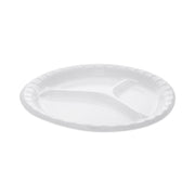 Placesetter Deluxe Laminated Foam Dinnerware, 3-Compartment Plate, 10.25" dia, White, 540/Carton