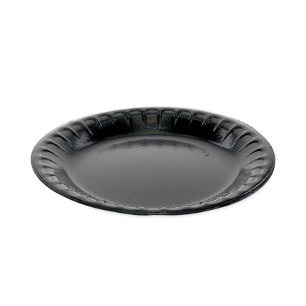 Placesetter Deluxe Laminated Foam Dinnerware, Plate, 6" dia, Black, 125/Pack, 8 Packs/Carton