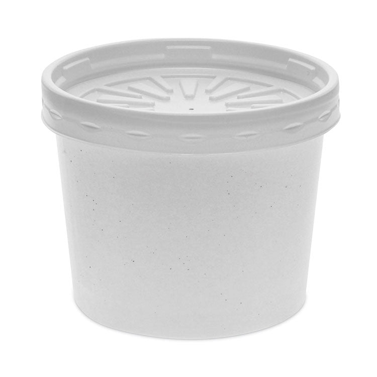 Paper Round Food Container and Lid Combo, 12 oz, 3.75" Diameter x 3" h, White, 250/Carton
