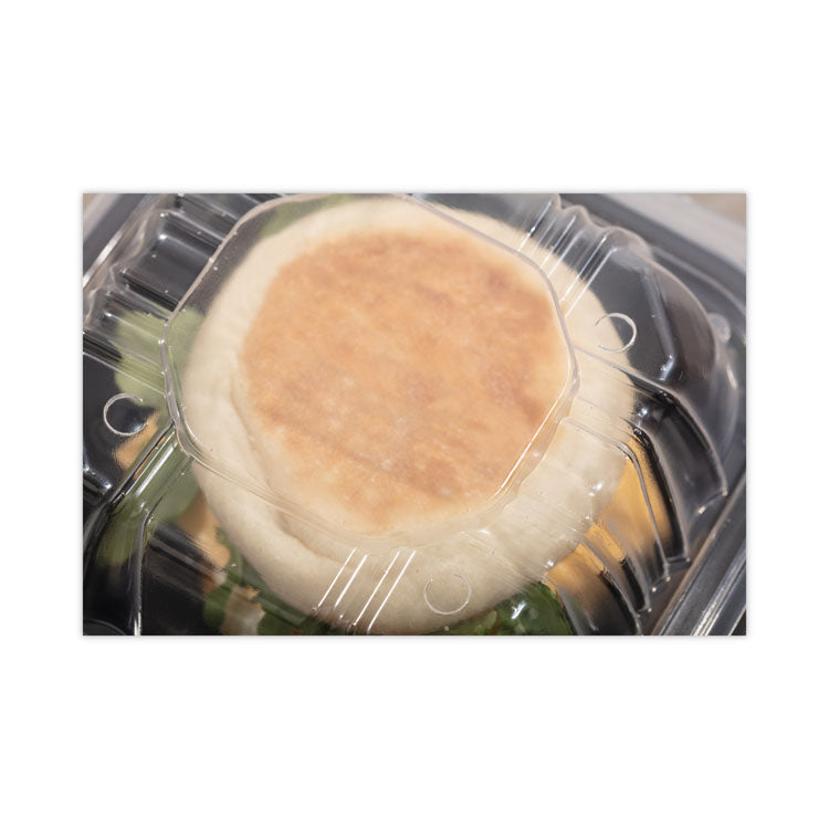 EarthChoice Vented Dual Color Microwavable Hinged Lid Container, 16 oz, 6 x 6 x 3, Black/Clear, Plastic, 321/Carton