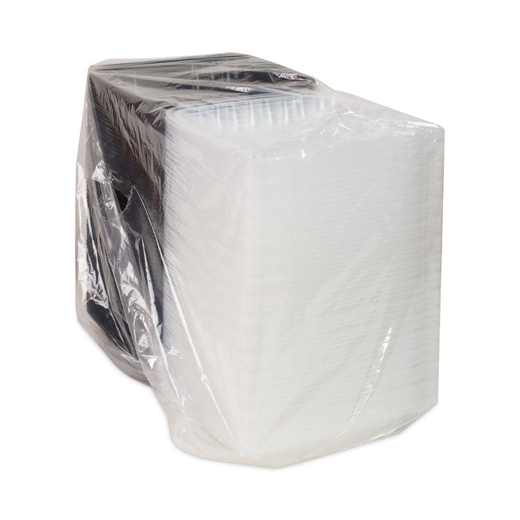 EarthChoice Vented Dual Color Microwavable Hinged Lid Container, 66 oz, 10.5 x 9.5 x 3, Black/Clear, Plastic, 132/Carton