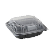 EarthChoice Vented Dual Color Microwavable Hinged Lid Container, 38 oz, 8.5 x 8.5 x 3, Black/Clear, Plastic, 150/Carton