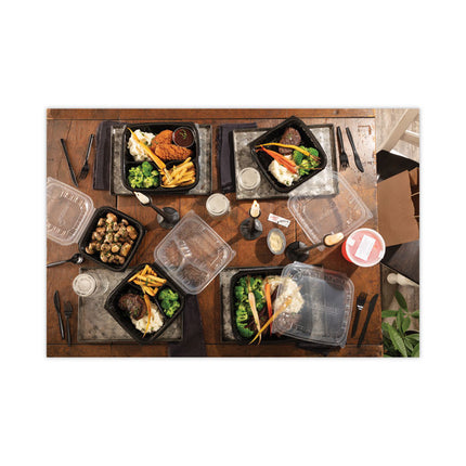 EarthChoice Vented Dual Color Microwavable Hinged Lid Container, 38 oz, 8.5 x 8.5 x 3, Black/Clear, Plastic, 150/Carton