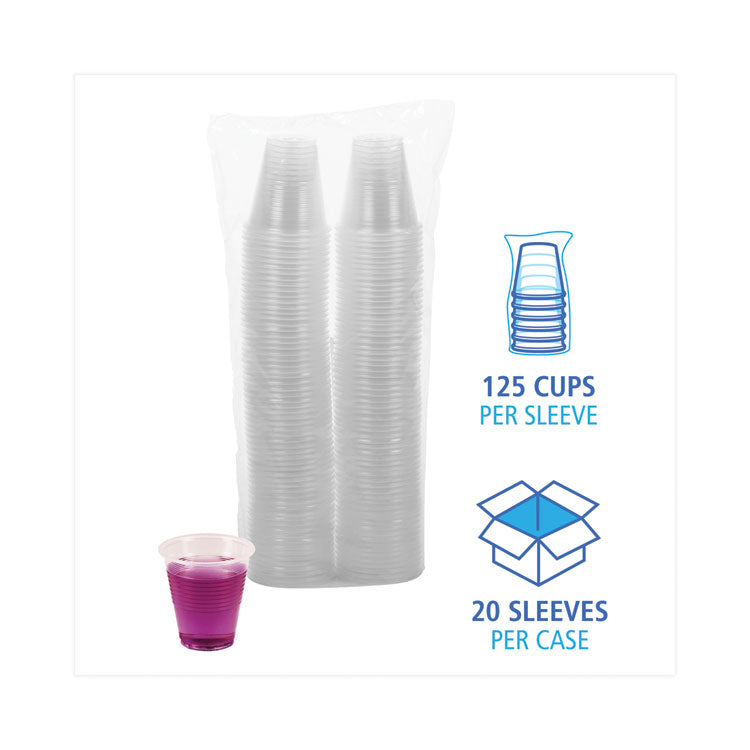 Translucent Plastic Cold Cups, 3 oz, 125/Sleeve, 20 Sleeves/Carton
