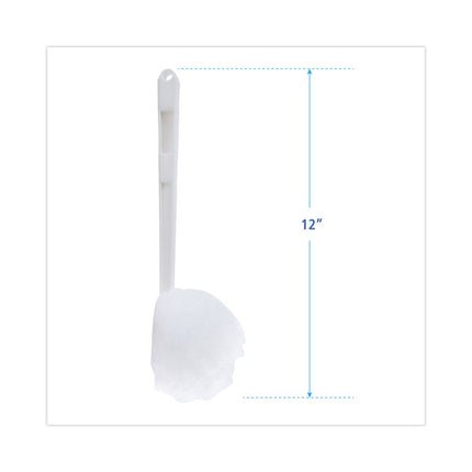 Deluxe Toilet Bowl Mop, 12" Handle, 2" Mop Head, White