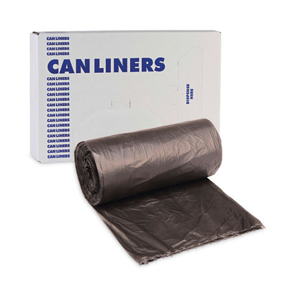 High-Density Can Liners, 60 gal, 14 mic, 38" x 58", Black, Perforated Roll, 25 Bags/Roll, 8 Rolls/Carton