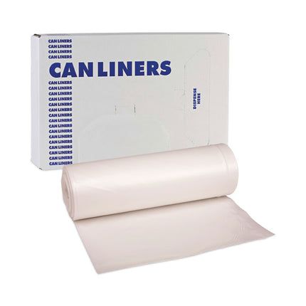 High-Density Can Liners, 45 gal, 19 mic, 40" x 46", Natural, Perforated Roll, 25 Bags/Roll, 6 Rolls/Carton