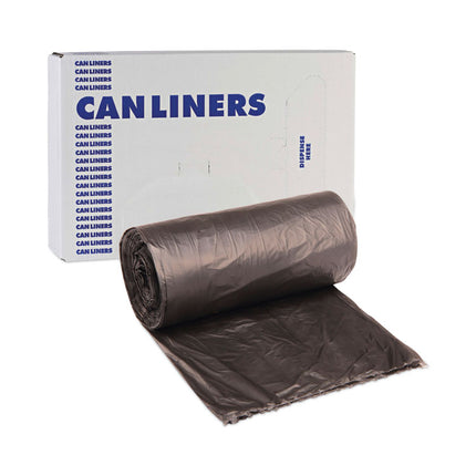 High-Density Can Liners, 45 gal, 19 mic, 40" x 46", Black, Perforated Roll, 25 Bags/Roll, 6 Rolls/Carton