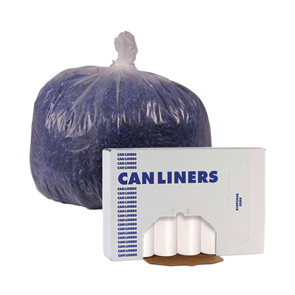High-Density Can Liners, 56 gal, 19 mic, 43" x 47", Natural, Perforated Roll, 25 Bags/Roll, 6 Rolls/Carton