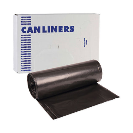 High-Density Can Liners, 56 gal, 19 mic, 43" x 47", Black, Perforated Roll, 25 Bags/Roll, 6 Rolls/Carton