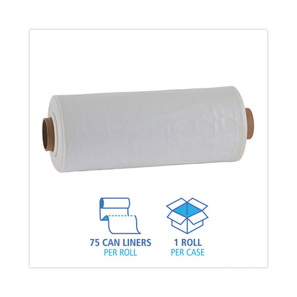 Industrial Drum Liners Rolls, 60 gal, 1.8 mil, 38" x 63", Clear, 75/Carton