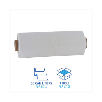 Industrial Drum Liners Rolls, 60 gal, 2.7 mil, 38" x 63", Clear, 50/Carton