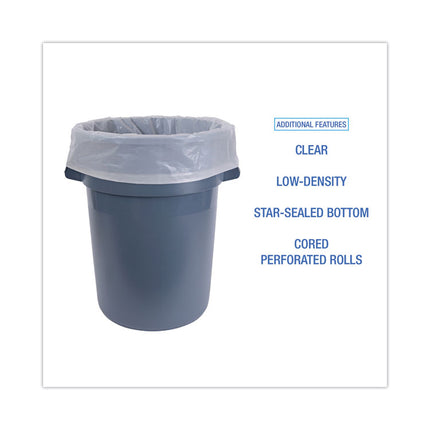 Industrial Drum Liners Rolls, 60 gal, 2.7 mil, 38" x 63", Clear, 50/Carton