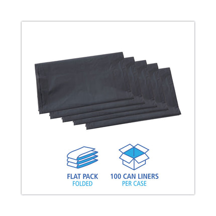 Linear Low Density Industrial Can Liners, 33 gal, 1.3 mil, 33" x 39", Gray, Flat Pack, 100/Carton