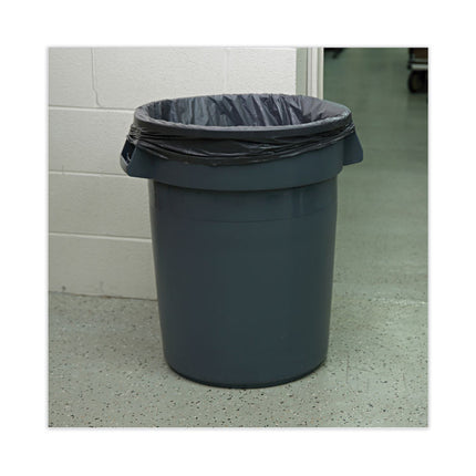 Linear Low Density Industrial Can Liners, 33 gal, 1.3 mil, 33" x 39", Gray, Flat Pack, 100/Carton