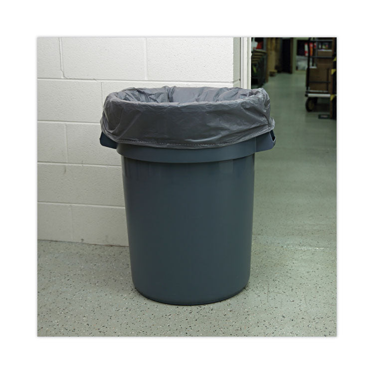Linear Low Density Industrial Can Liners, 60 gal, 1.3 mil, 38" x 58", Gray, Flat Pack, 100/Carton