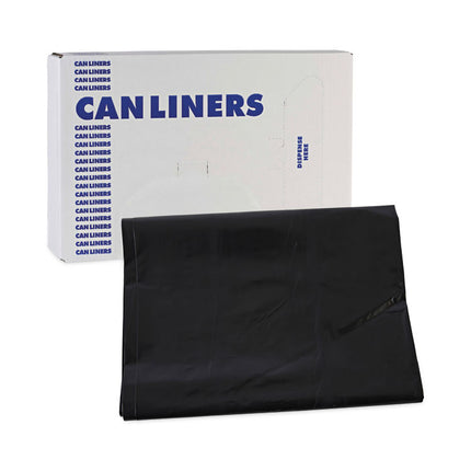 Linear Low Density Industrial Can Liners, 60 gal, 1.7 mil, 38" x 58", Black, Flat Pack, 100/Carton