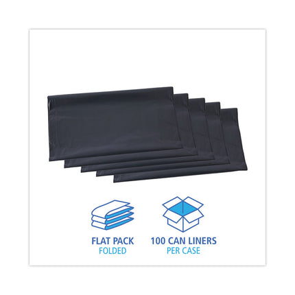 Linear Low Density Industrial Can Liners, 56 gal, 1.3 mil, 43" x 47", Gray, Flat Pack, 100/Carton