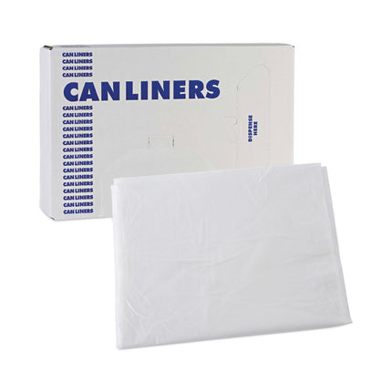High Density Industrial Can Liners Flat Pack, 60 gal, 16 mic, 38" x 60", Natural, Flat Pack, 100/Carton
