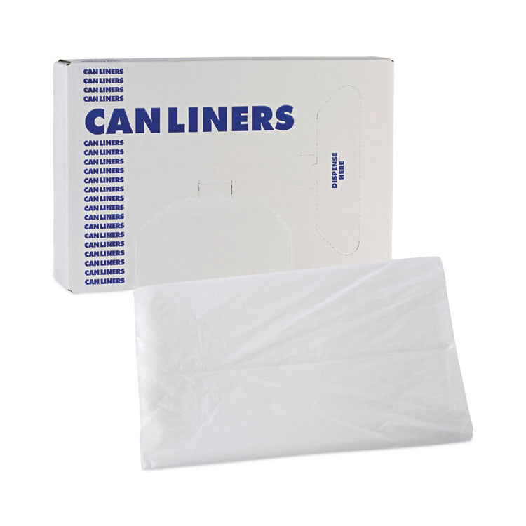 High Density Industrial Can Liners Flat Pack, 45 gal, 16 mic, 40" x 48", Natural, Flat Pack, 200/Carton