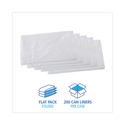High Density Industrial Can Liners Flat Pack, 56 gal, 16 mic, 43" x 48", Natural, Flat Pack, 200/Carton