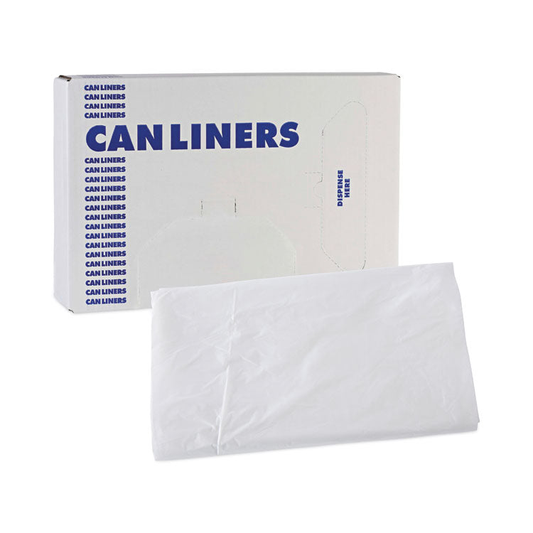 High Density Industrial Can Liners Flat Pack, 56 gal, 16 mic, 43" x 48", Natural, Flat Pack, 200/Carton