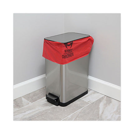 Linear Low Density Health Care Trash Can Liners, 16 gal, 1.3 mil, 24" x 32", Red, Flat Pack, 250/Carton