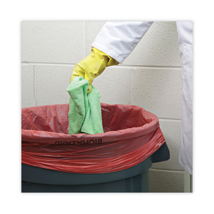 Linear Low Density Health Care Trash Can Liners, 45 gal, 1.3 mil, 40" x 46", Red, Flat Pack, 100/Carton