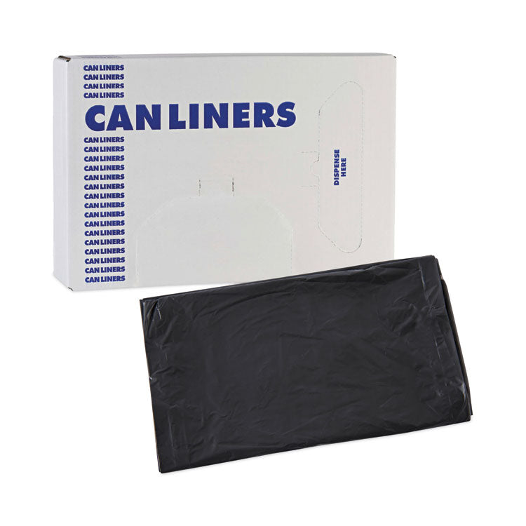 Linear Low Density Industrial Can Liners, 30 gal, 0.65 mil, 30" x 36", Black, Flat Pack, 200/Carton