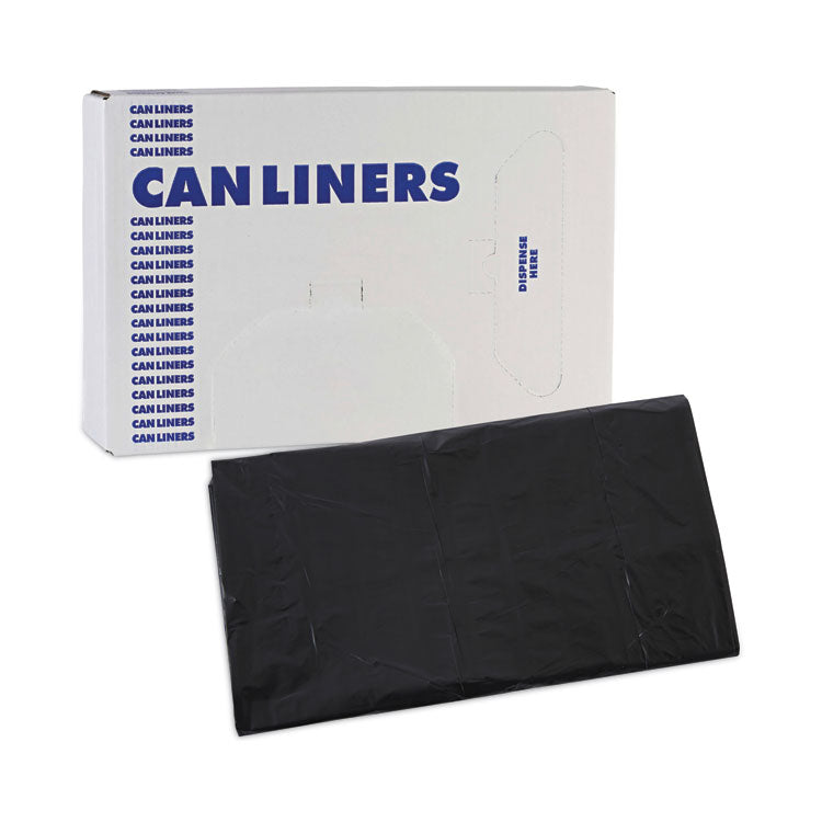 Linear Low Density Industrial Can Liners, 45 gal, 0.7 mil, 40" x 46", Black, Flat Pack, 100/Carton