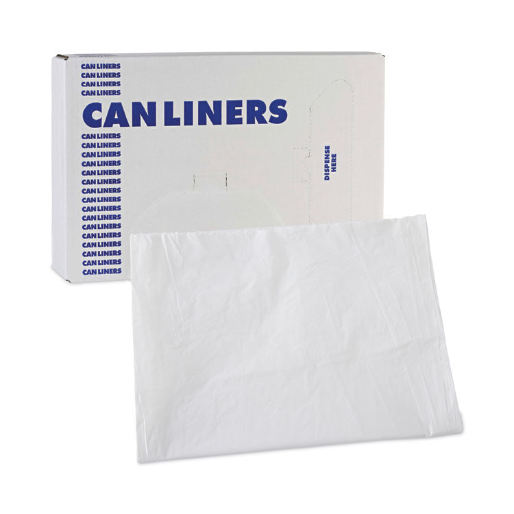 Linear Low Density Industrial Can Liners, 60 gal, 0.7 mil, 38" x 58", White, Flat Pack, 100/Carton