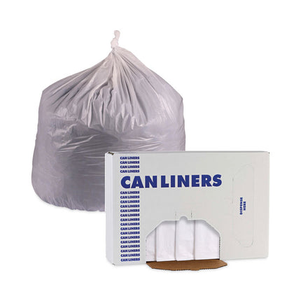 Linear Low Density Industrial Can Liners, 16 gal, 0.5 mil, 24" x 32", White, Flat Pack, 500/Carton