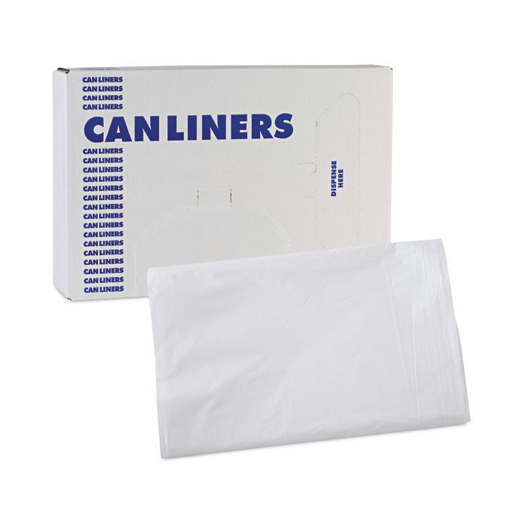 Linear Low Density Industrial Can Liners, 16 gal, 0.5 mil, 24" x 32", White, Flat Pack, 500/Carton