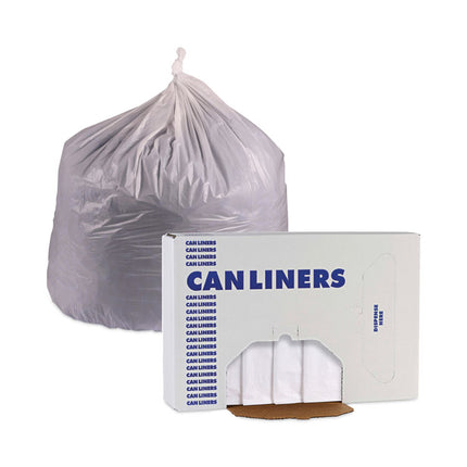 Linear Low Density Industrial Can Liners, 30 gal, 0.9 mil, 30" x 36", White, Flat Pack, 100/Carton
