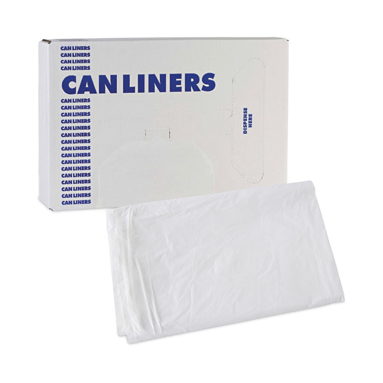 Linear Low Density Industrial Can Liners, 30 gal, 0.9 mil, 30" x 36", White, Flat Pack, 100/Carton
