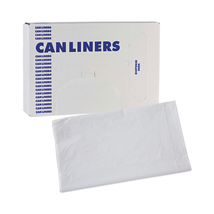 Linear Low Density Industrial Can Liners, 33 gal, 0.9 mil, 33" x 39", White, Flat Pack, 100/Carton