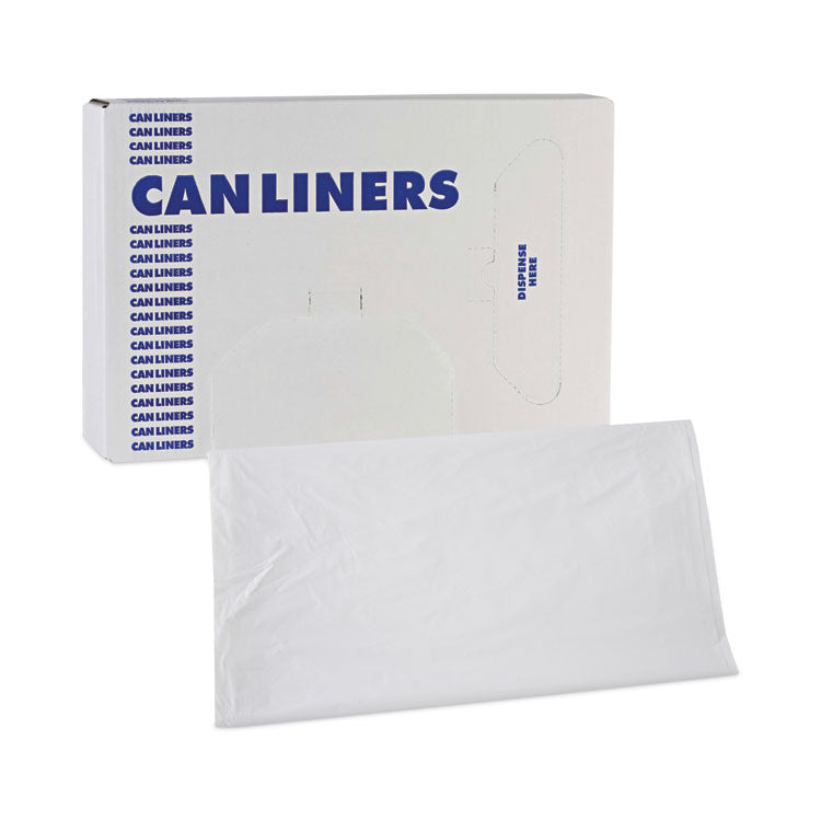 Linear Low Density Industrial Can Liners, 45 gal, 0.9 mil, 40" x 46", White, Flat Pack, 100/Carton